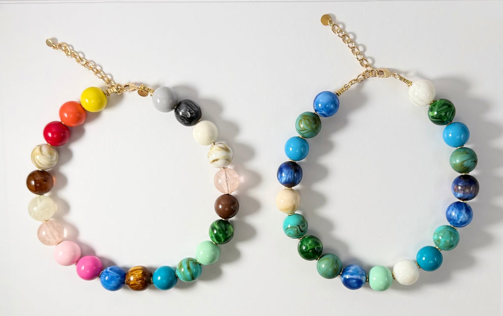 The Gathered Blues Necklace: Gumball beads in gorgeous blue & green tones