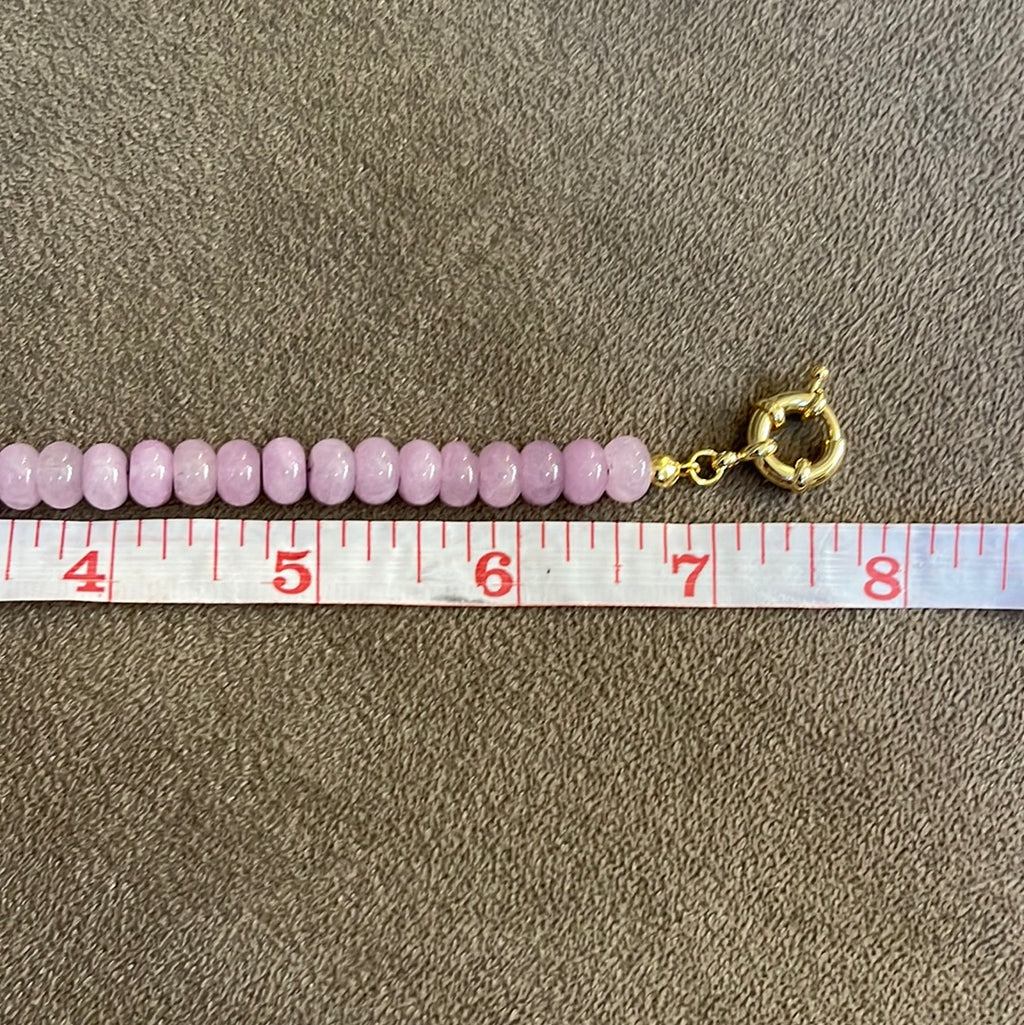 Purple Jade Bracelet: Purple Jade 8mm Rondelle Beads Strung on Purple Silk with a Gold Vermeil Clasp