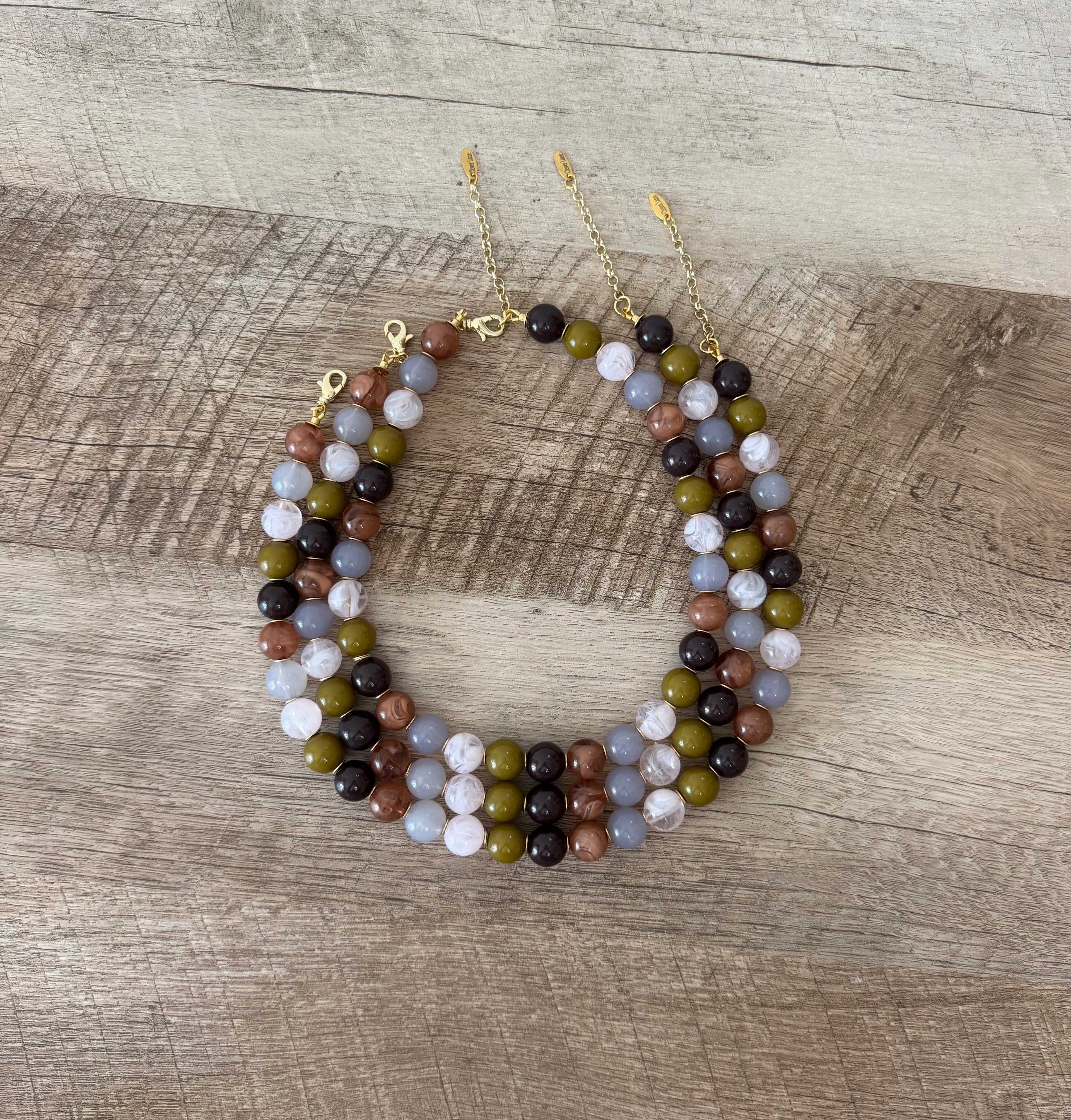 Stone & Moss Necklace: Resin beads and gold accents