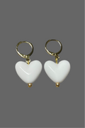 Kindred Colors White Heart Earrings: White acrylic heart dangle earrings with gold huggie🤍🤍