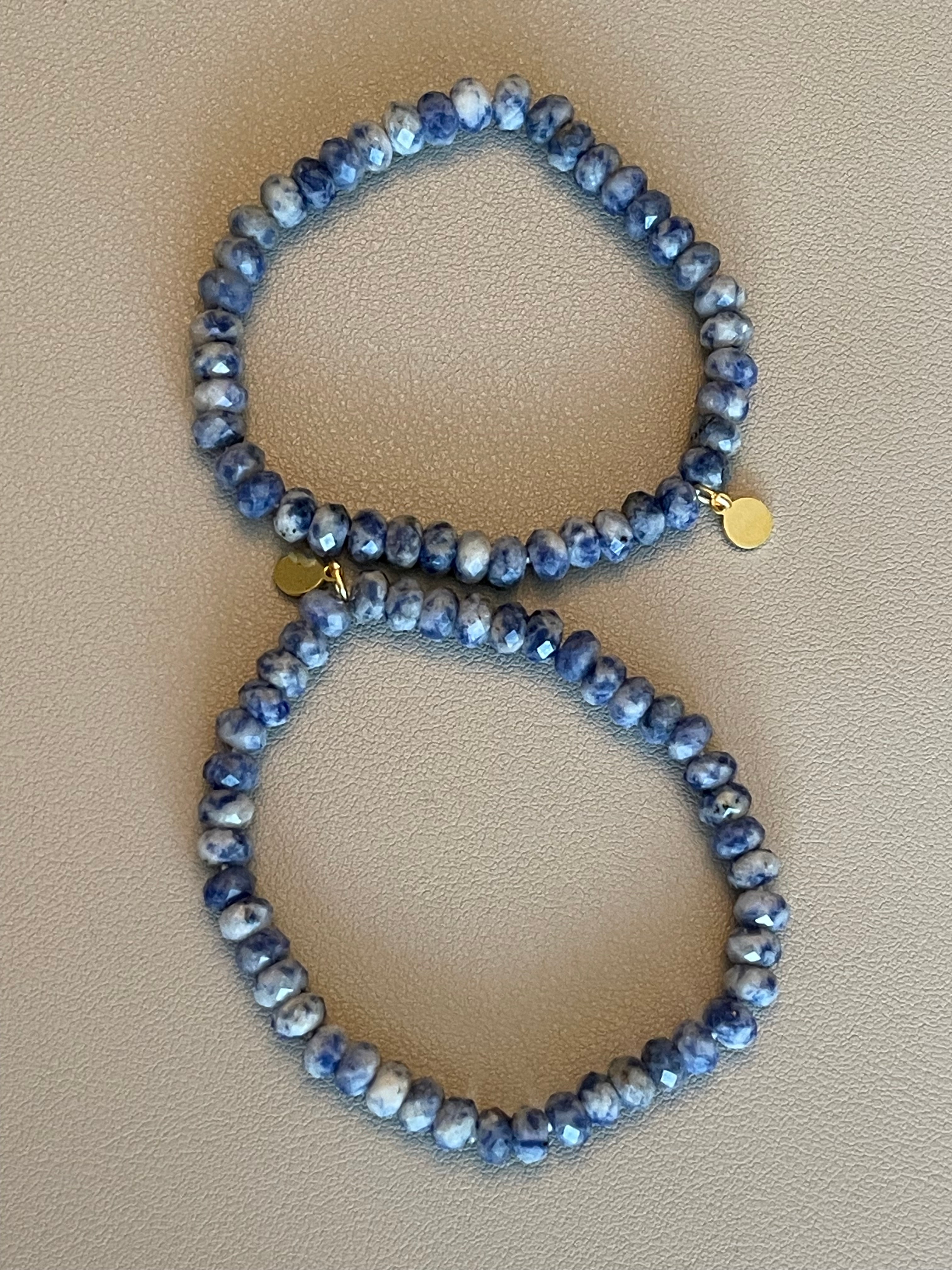 Sodalite Sparkle Stretch Bracelet: Natural Sodalite Stone Faceted for Sparkle