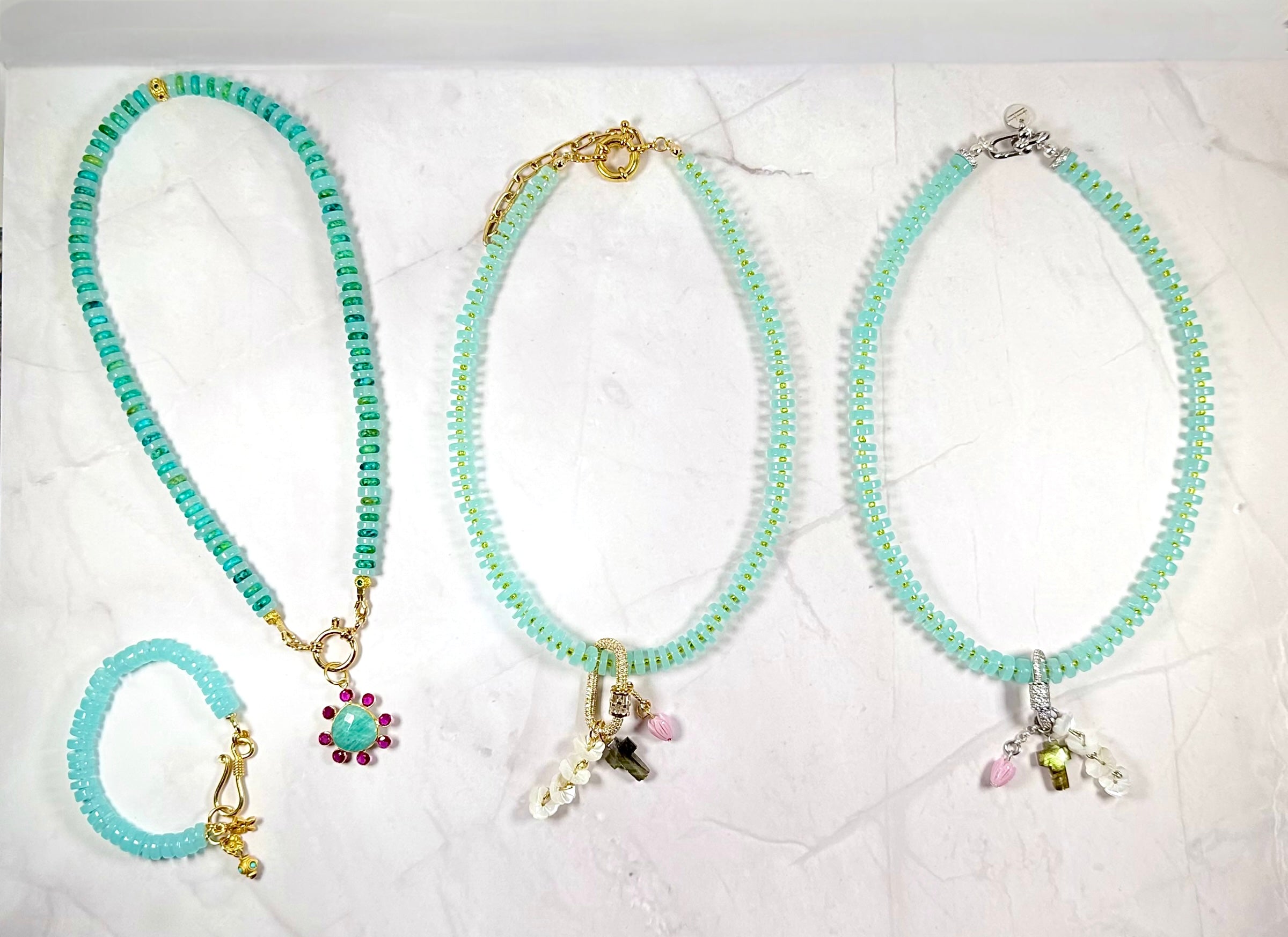 Aquamarine Essence Necklace: Choice of Gold or Silver