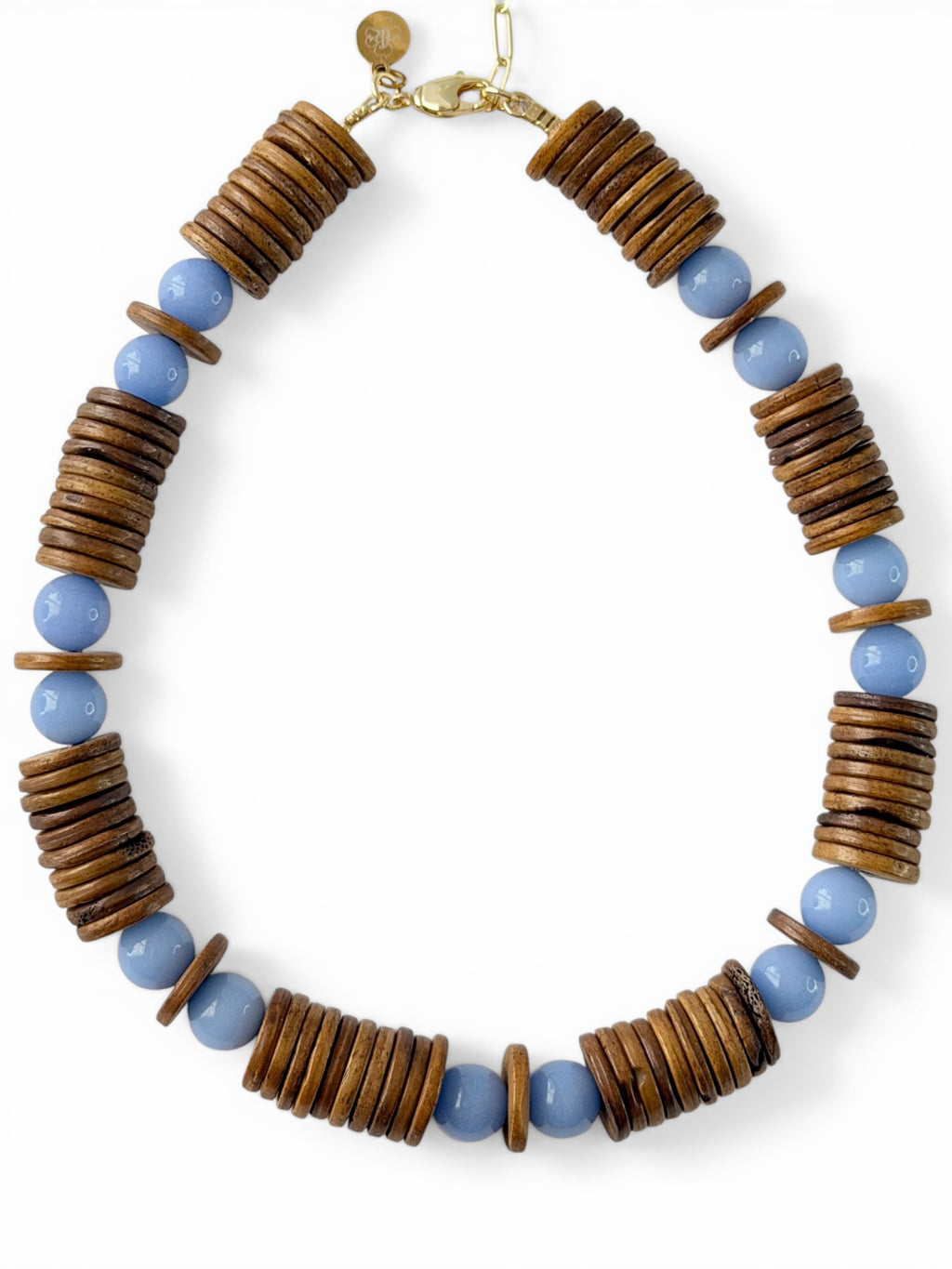 Bone & Blue Necklace: Handmade Bone Beads (Nepal) and Mexican Blue Argonite (Rare)