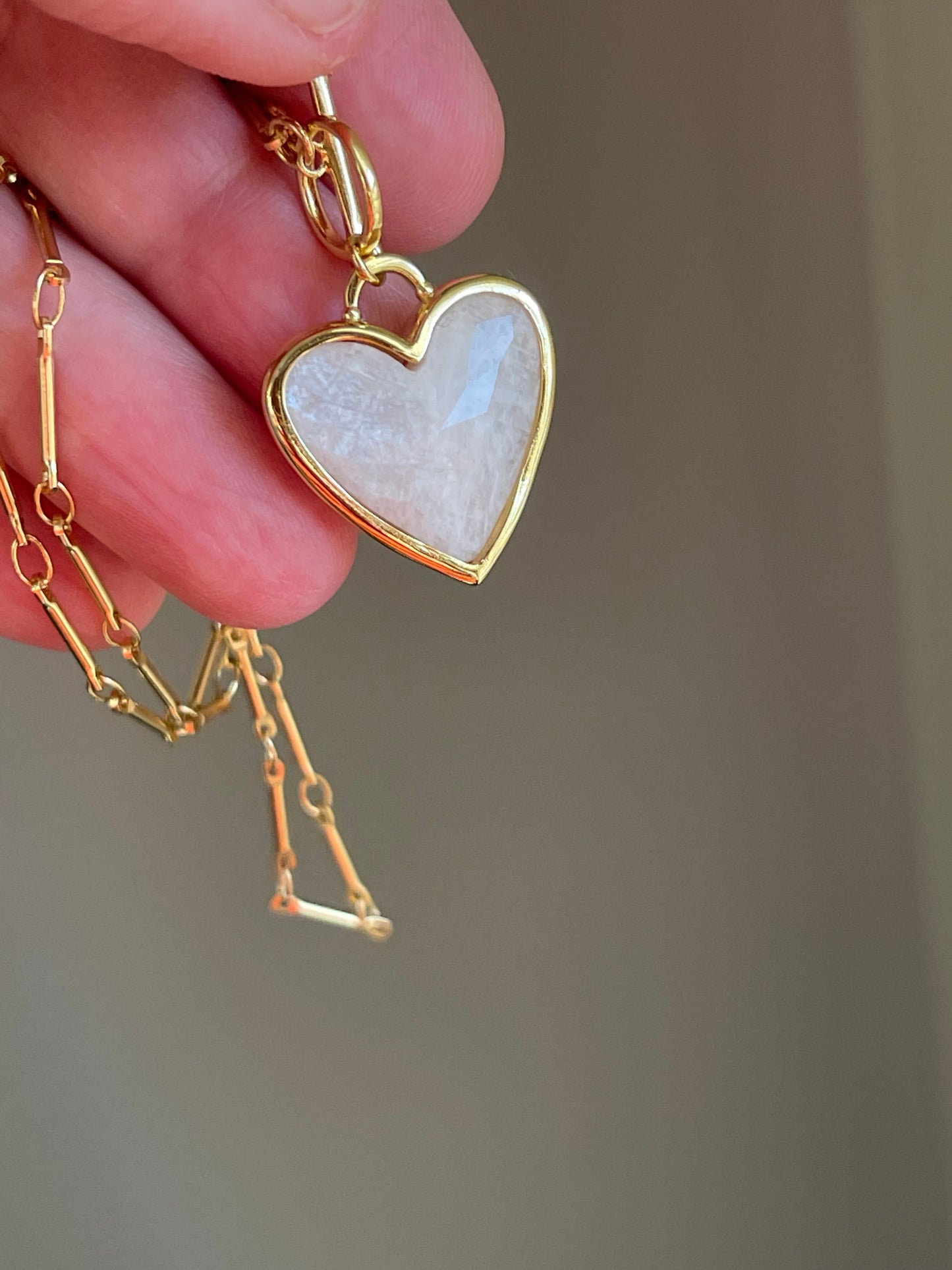 Heart of Stone (Natural stone) Necklace: Gold plated brass chain with a protective coating for tarnish resistance, a beautiful heart pendant in 4 different stone options