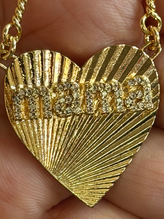 Mama’s Heart of Gold Necklace: Tarnish resistant treatment included