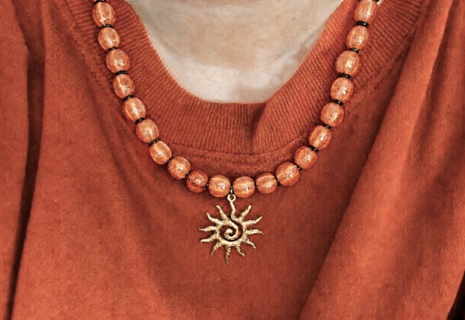 The Soleil Ceramic Necklace: 4 Color Choices Gold Sun Pendant