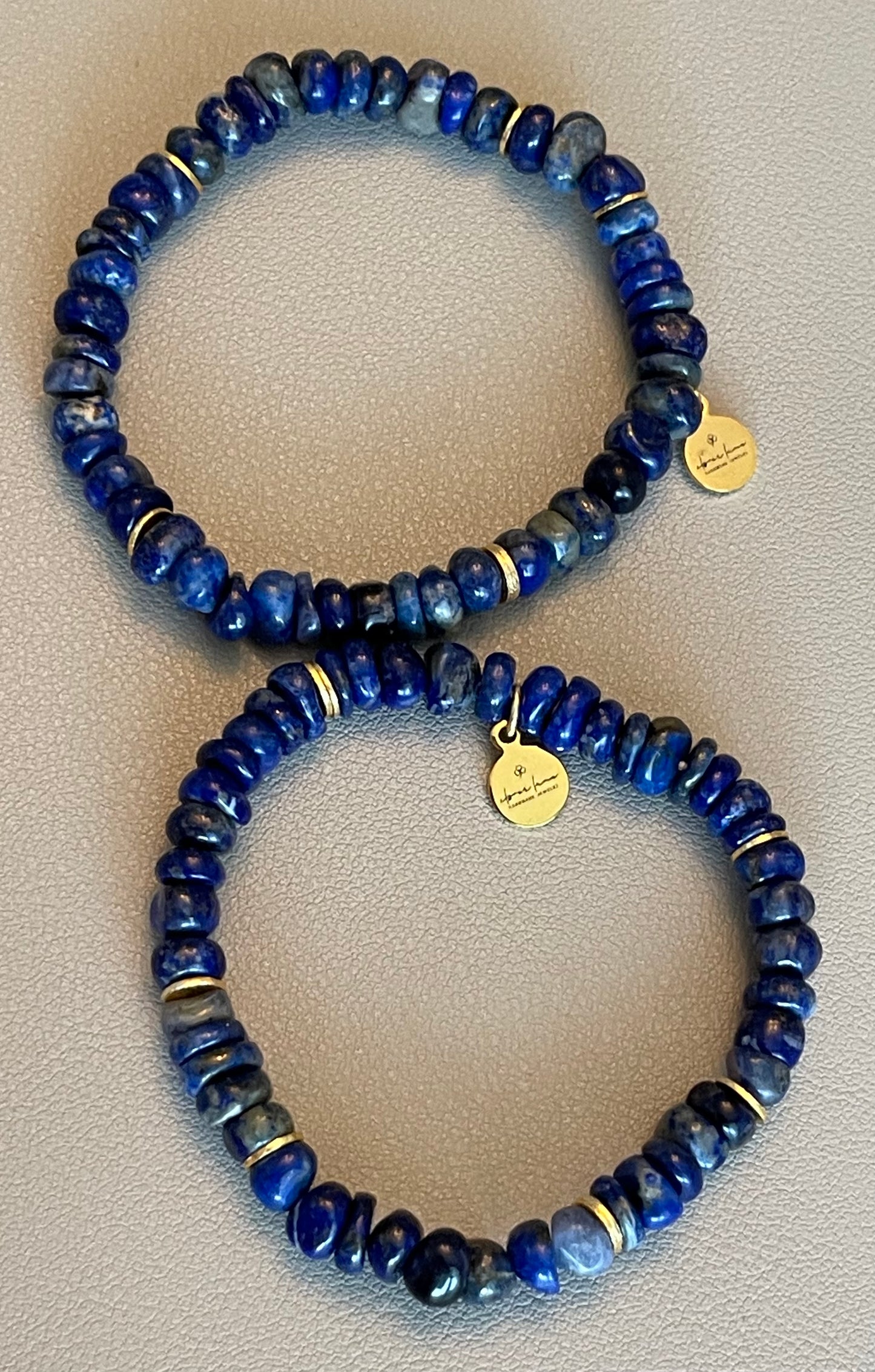 Lapis Love Stretch Bracelet: Lapis Lazuli Stones w Gold Accents (Silver available also!)