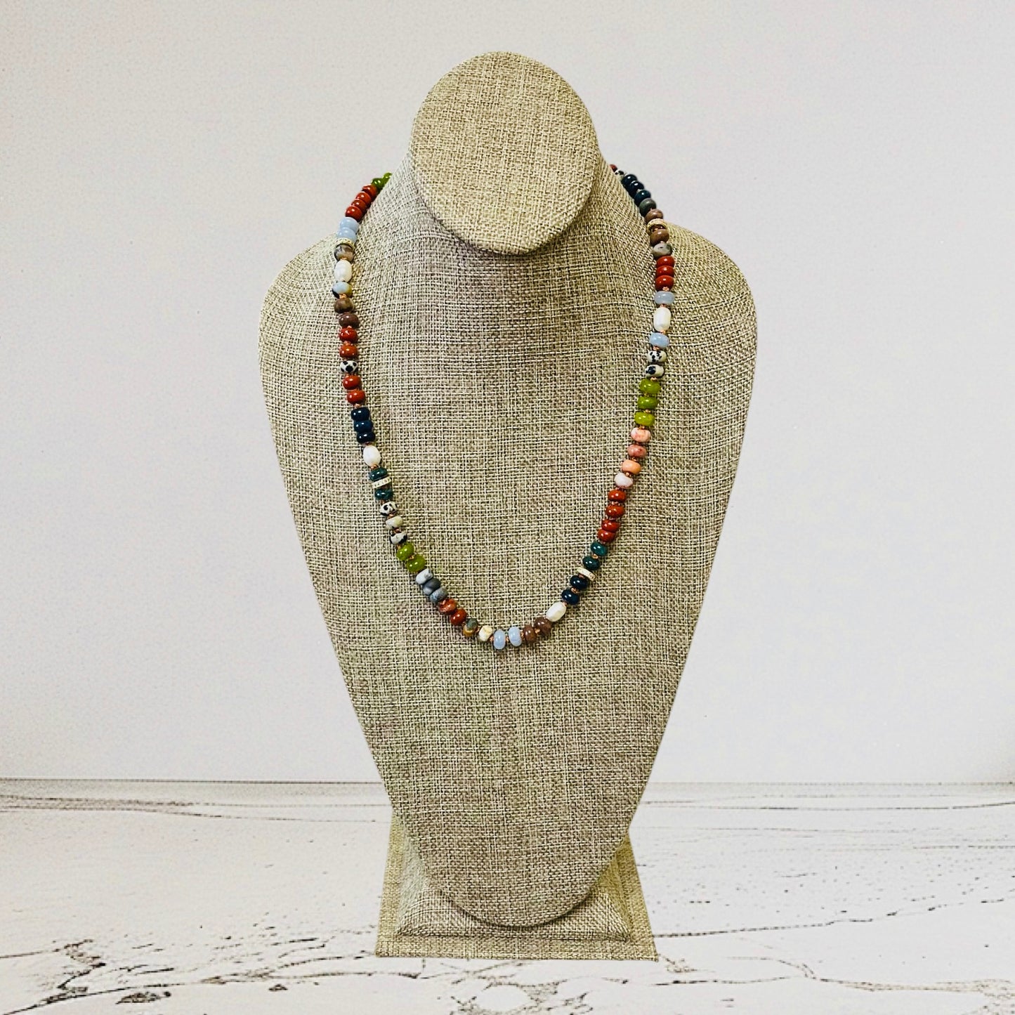 Reel Beauty 🎣 Mixed Gemstone necklace with Gold accents Gemstone fish pendant 4 options