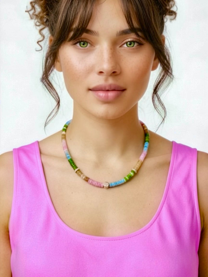 The Colorline Bezel Necklace: Dyed Jade with Cubic Zirconia accents