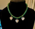 Hearts Trio Necklace: Handmade African Jade with Mother of Pearl Heart Pendants OOAK