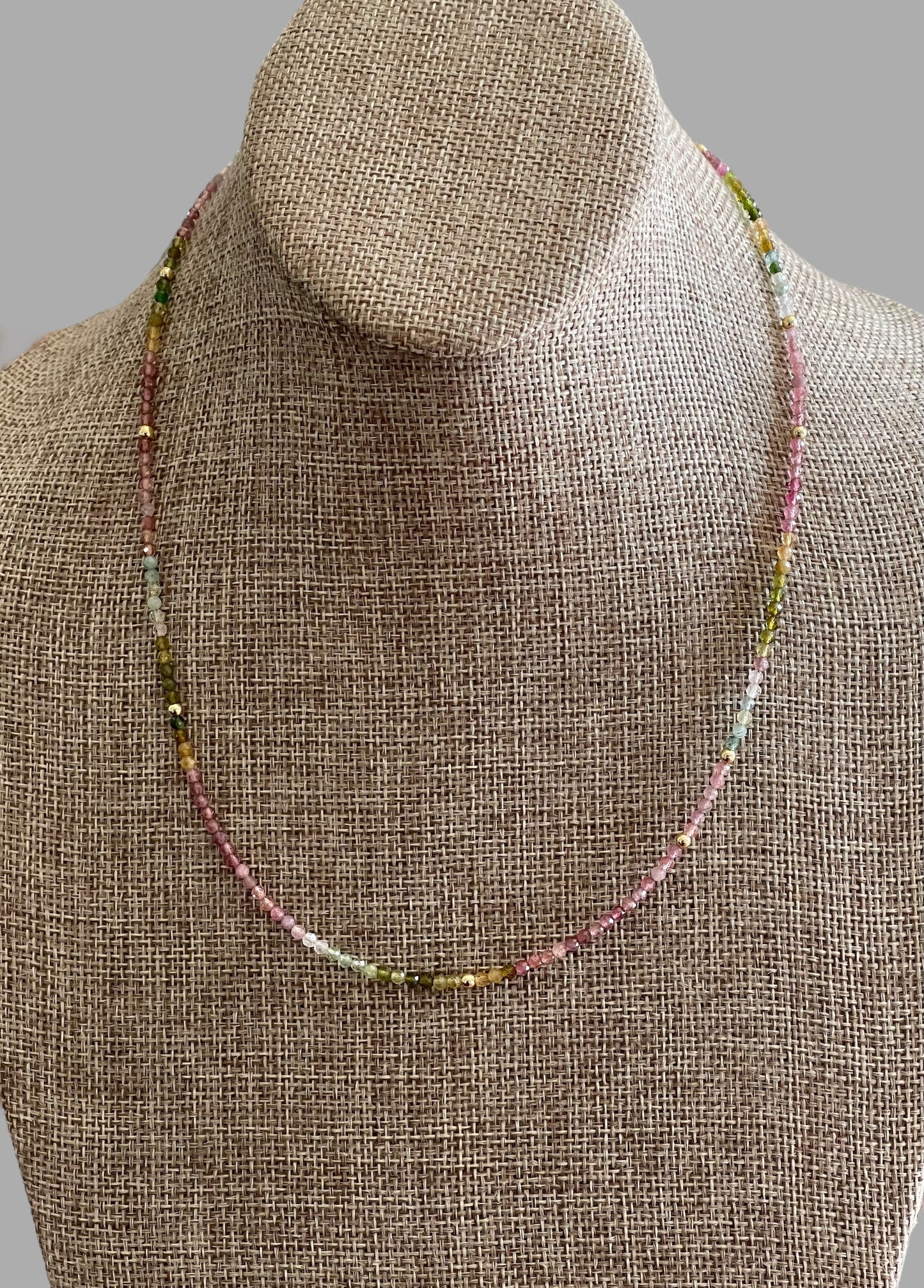 Tourmaline Padlock Necklace: Multi-Color Tourmaline Beads w Gold Accents Wear 3 Ways!