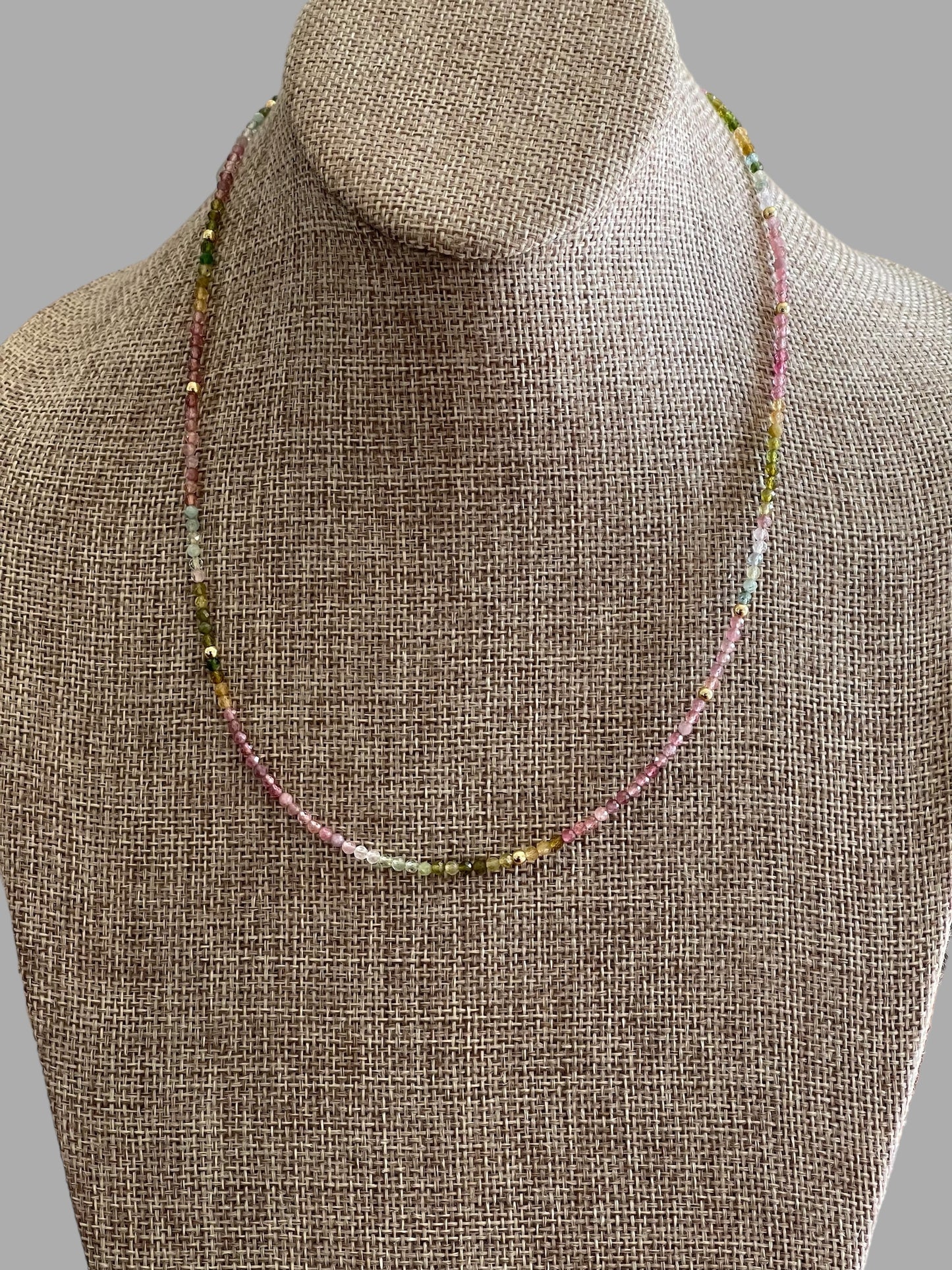 Tourmaline Padlock Necklace: Multi-Color Tourmaline Beads w Gold Accents Wear 3 Ways!