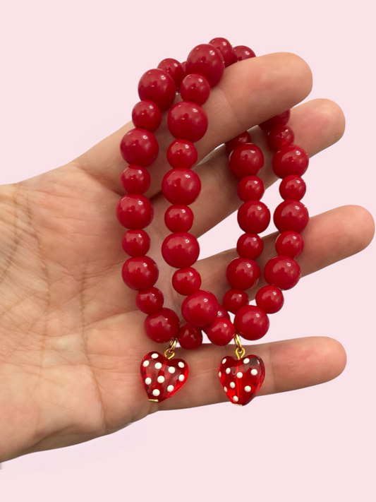 The Polka Dot Heart Stretch Bracelet