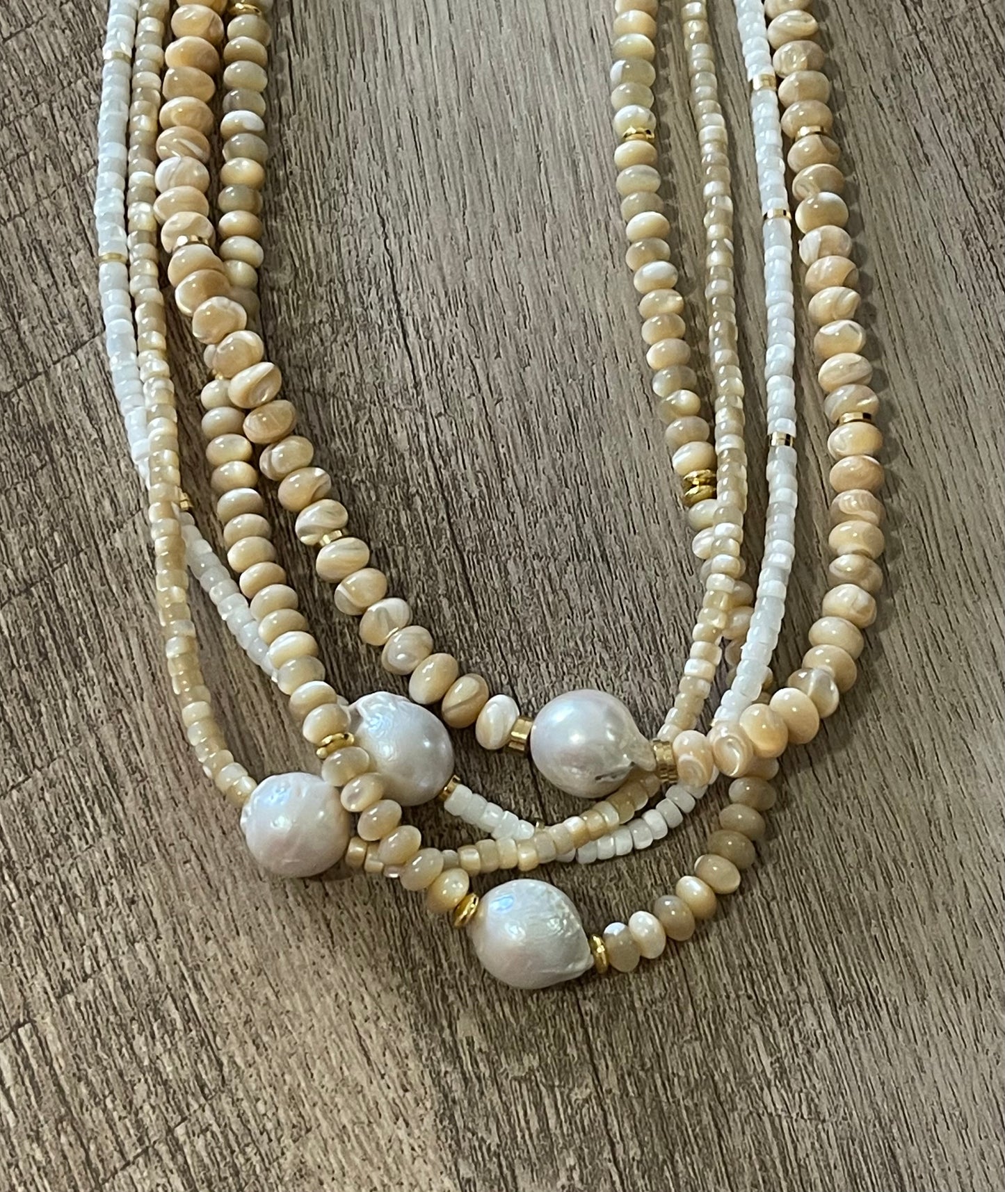 Toasty Pearl Necklace Smaller Beads