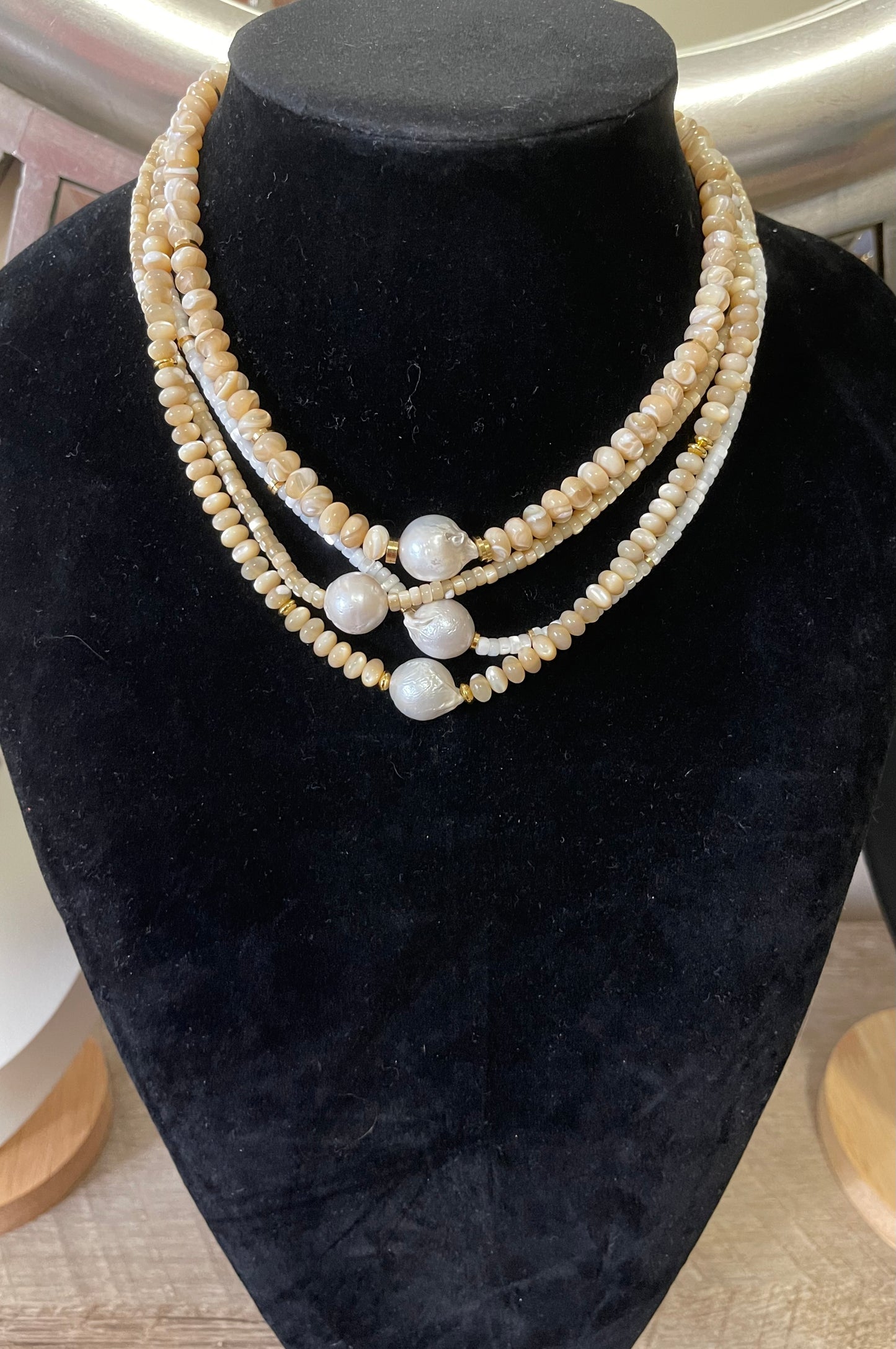 Toasty Pearl Necklace Larger Beads