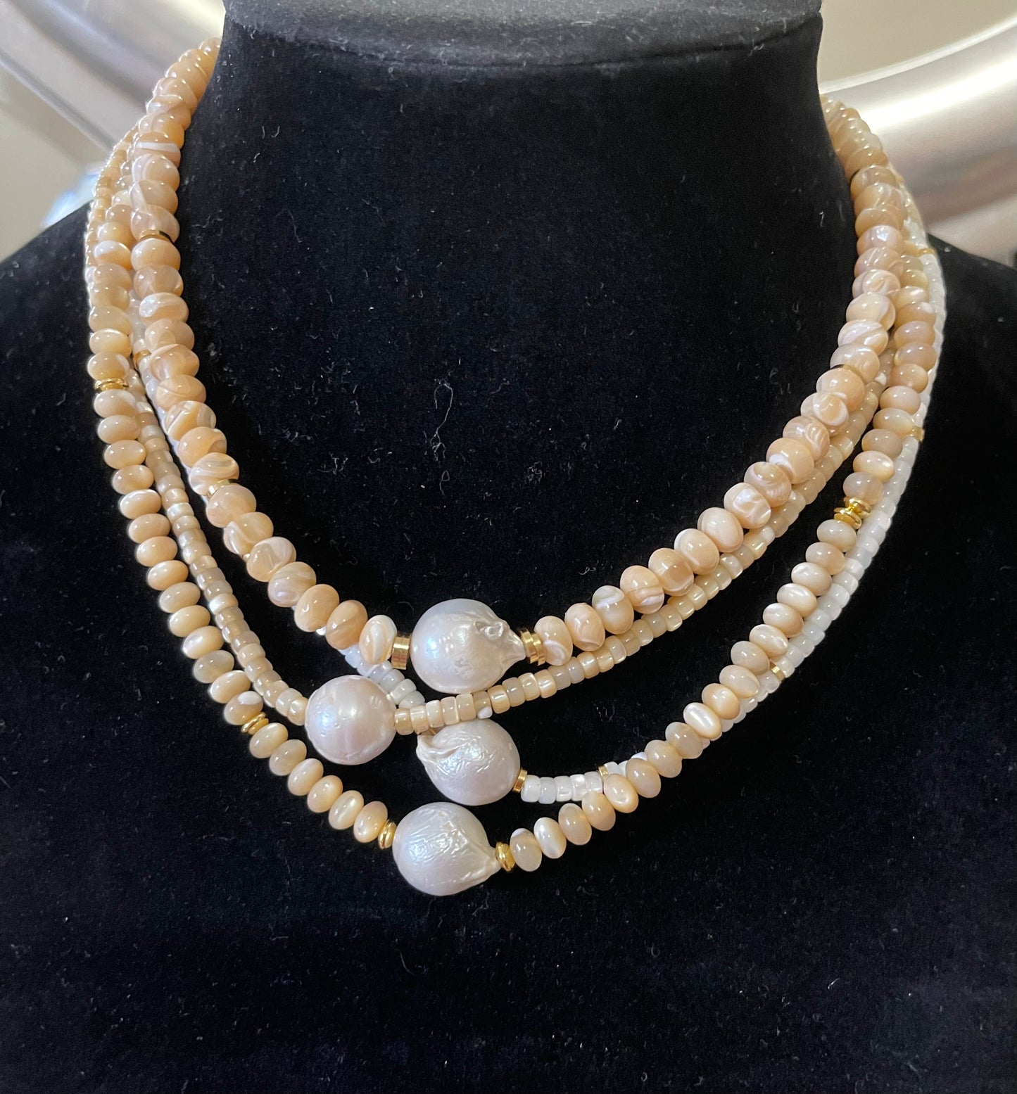 Toasty Pearl Necklace Smaller Beads