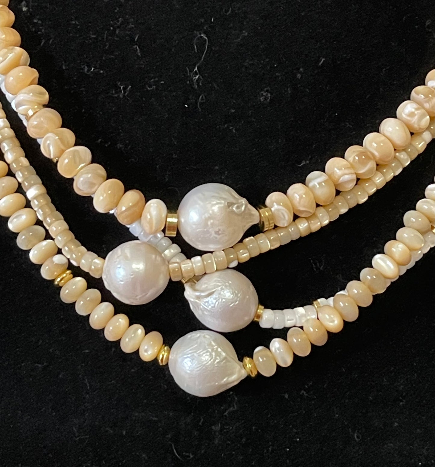 Toasty Pearl Necklace Larger Beads