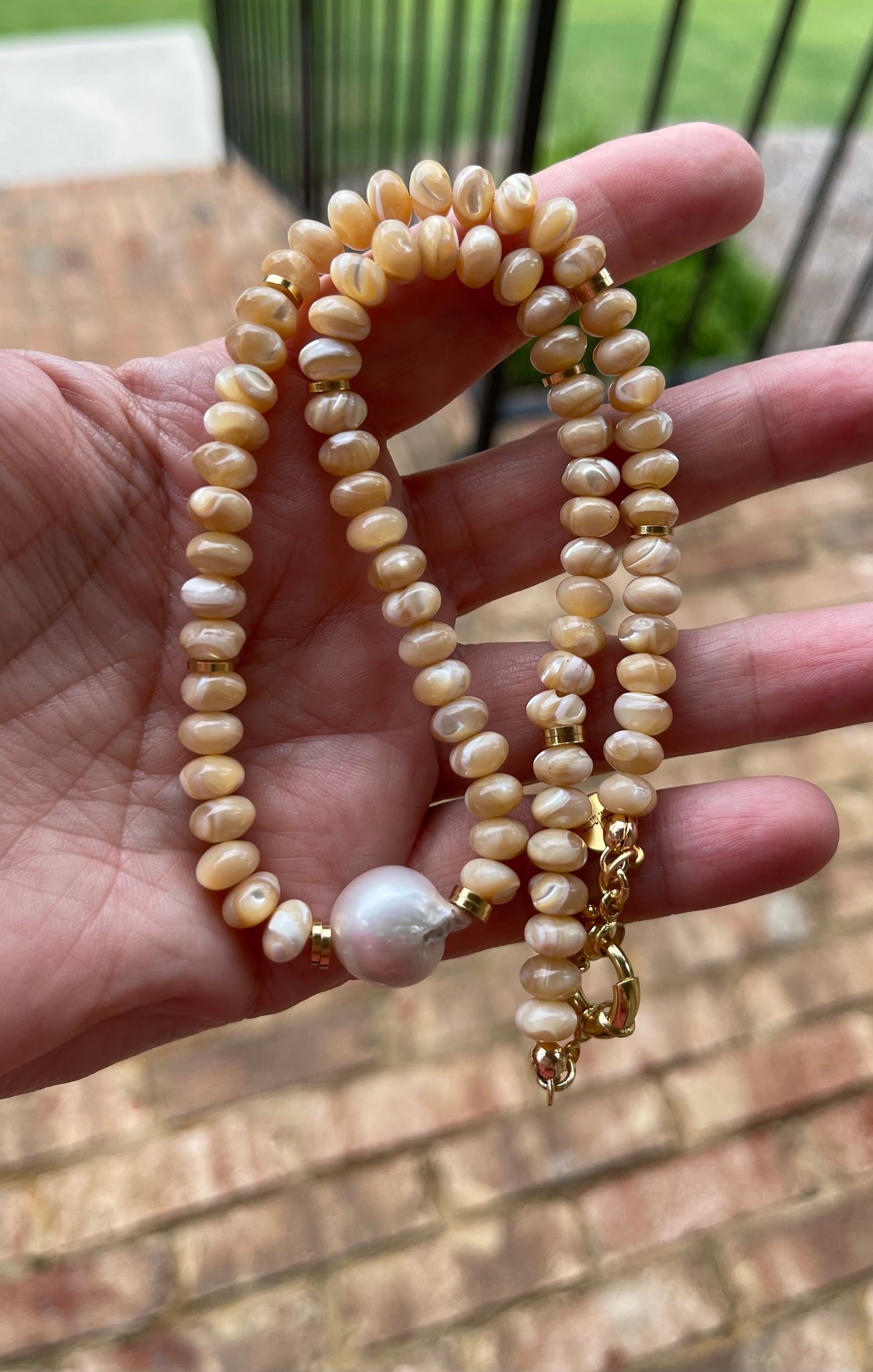 Toasty Pearl Necklace Larger Beads