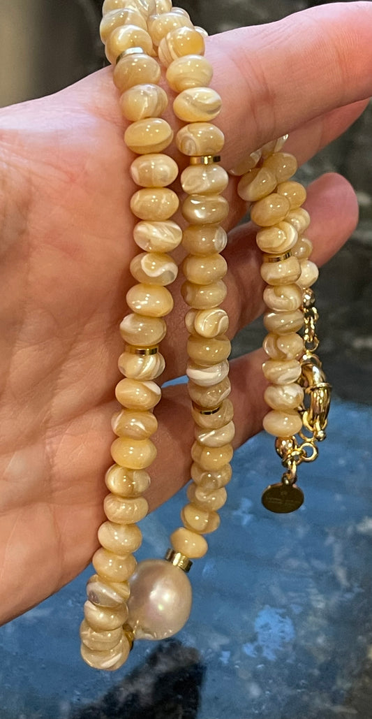 Toasty Pearl Necklace Larger Beads