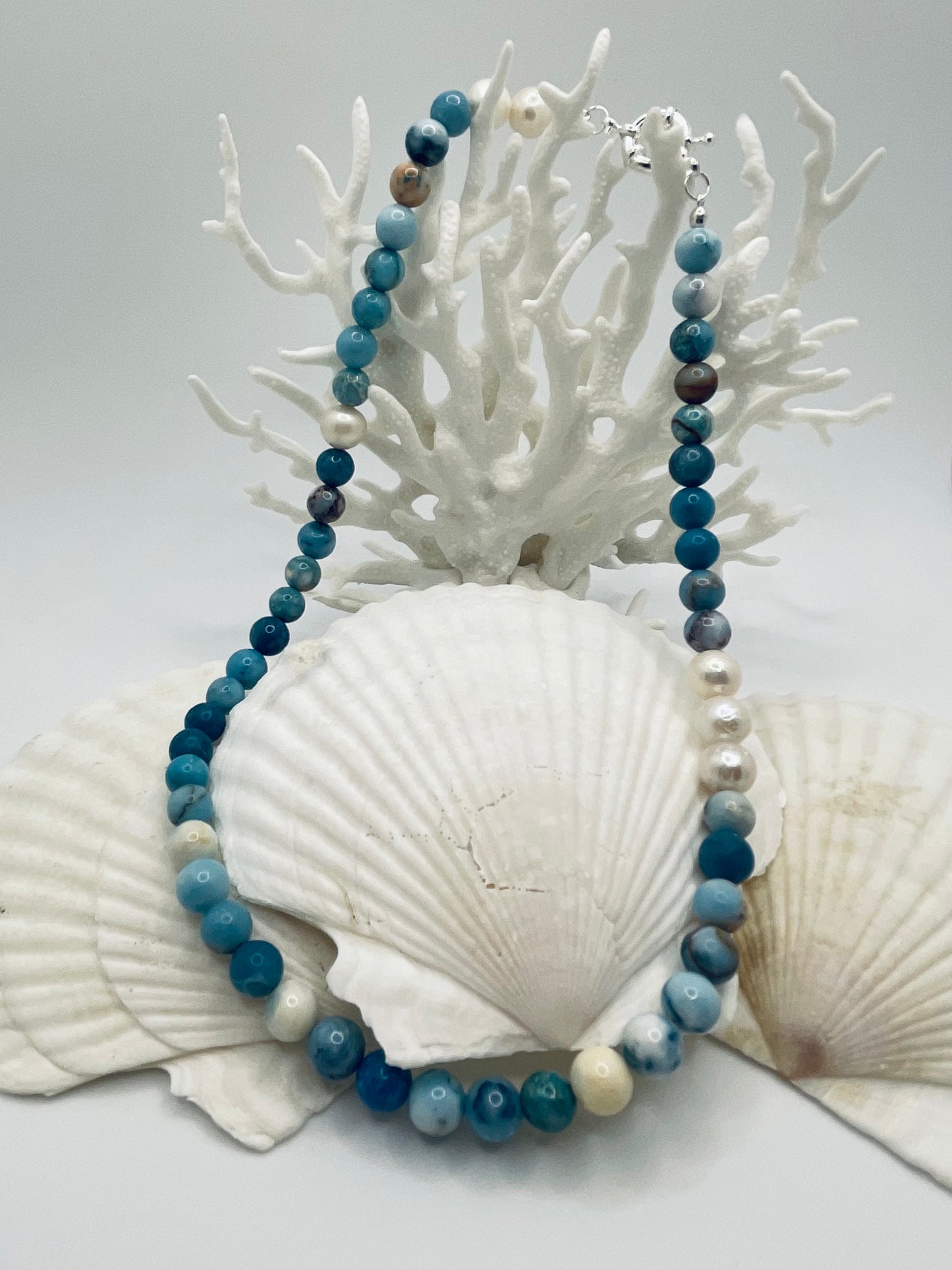 Larimar loves pearls Necklace