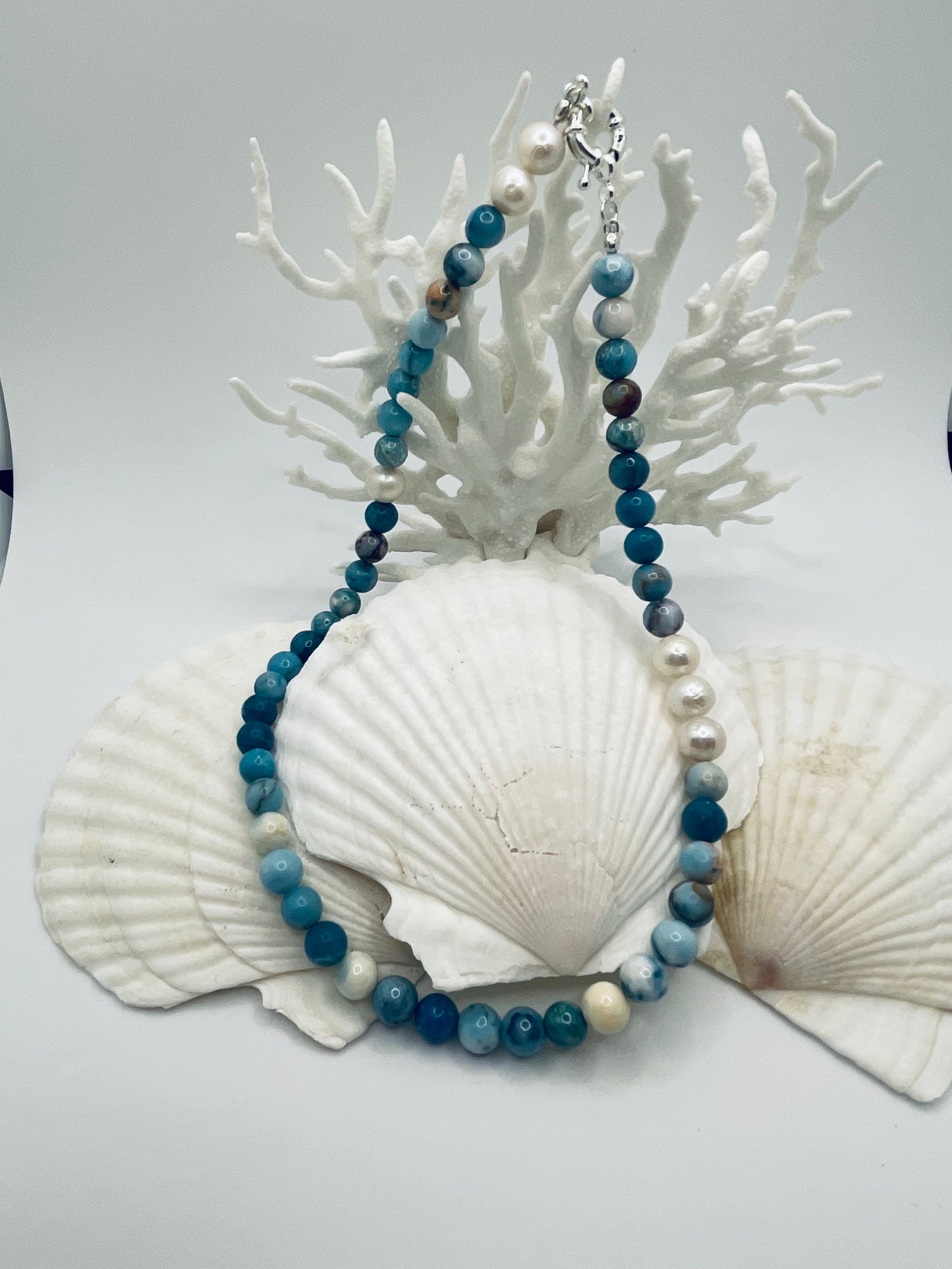 Larimar loves pearls Necklace