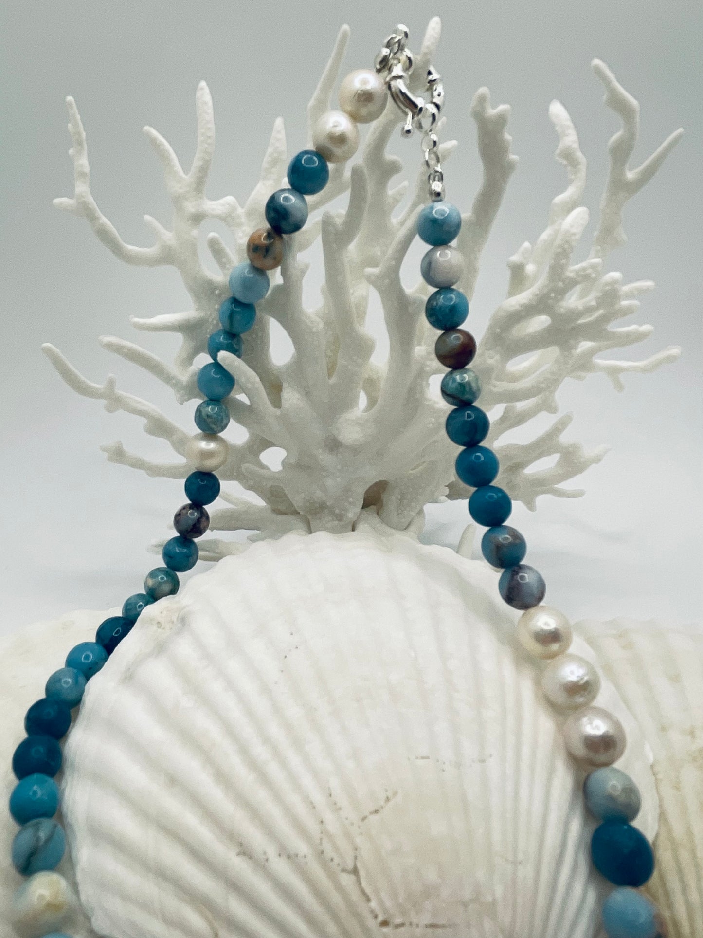 Larimar loves pearls Necklace