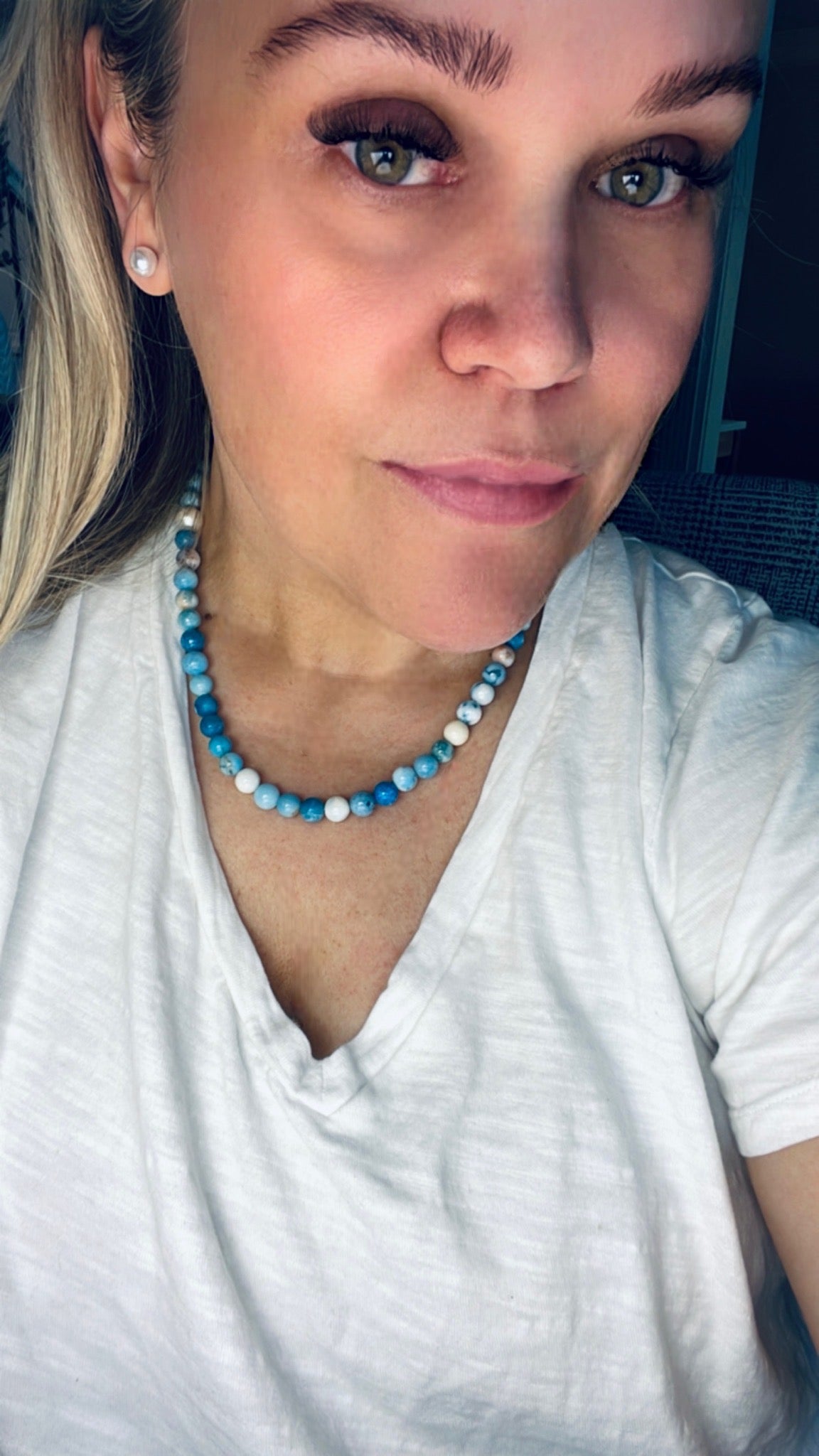 Larimar loves pearls Necklace