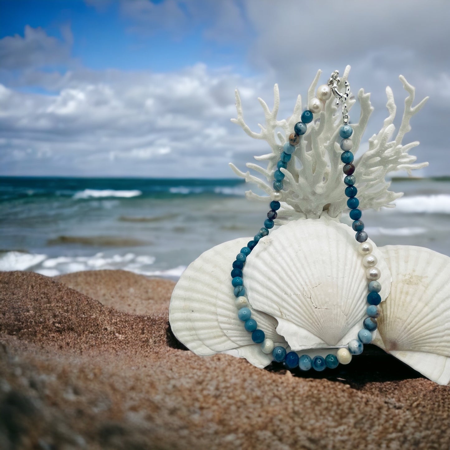 Larimar loves pearls Necklace