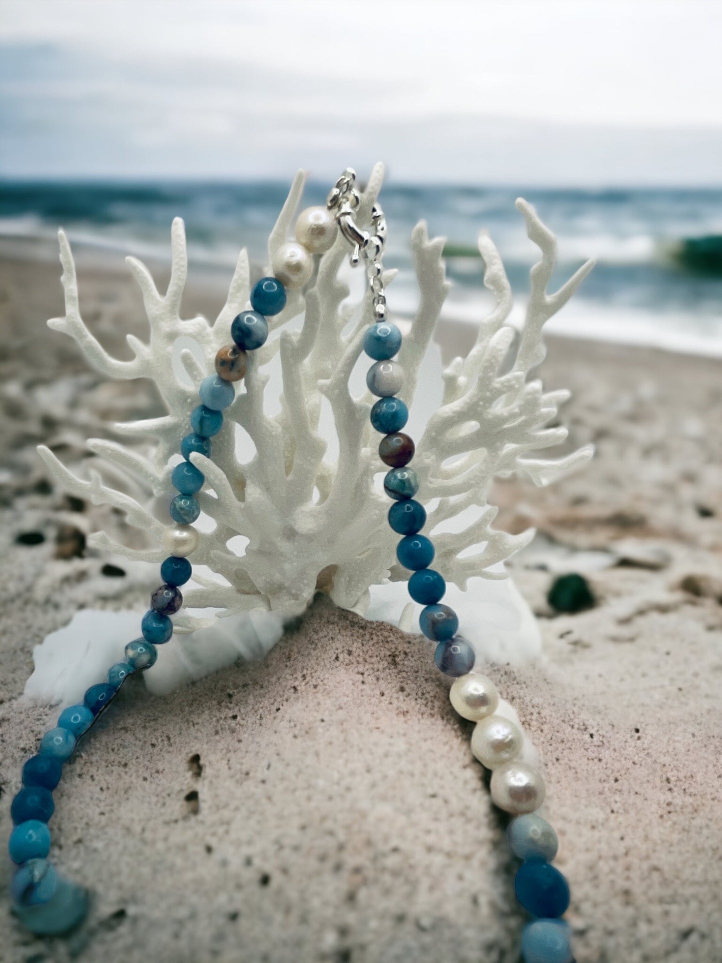 Larimar loves pearls Necklace