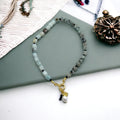 Kiwi Cutie Necklace: OOAK Amazonite and Kiwi Jasper with Charms