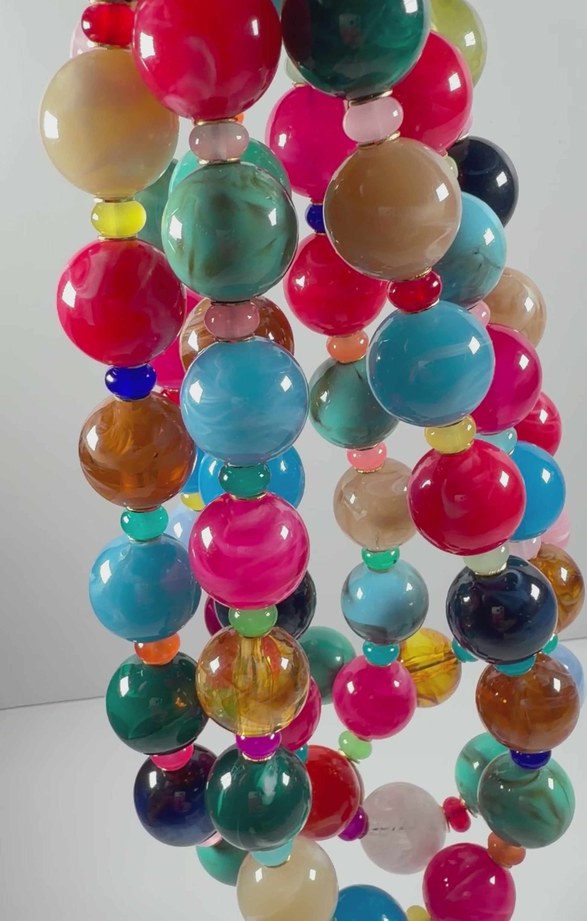 The Confetti Strand: Gemstone like beads in resin Choose Gold or Silver