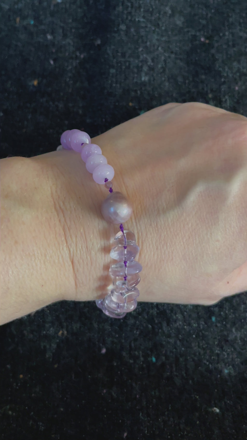 OOAK Amethyst Jade & Pearl Bead Soup Bracelet