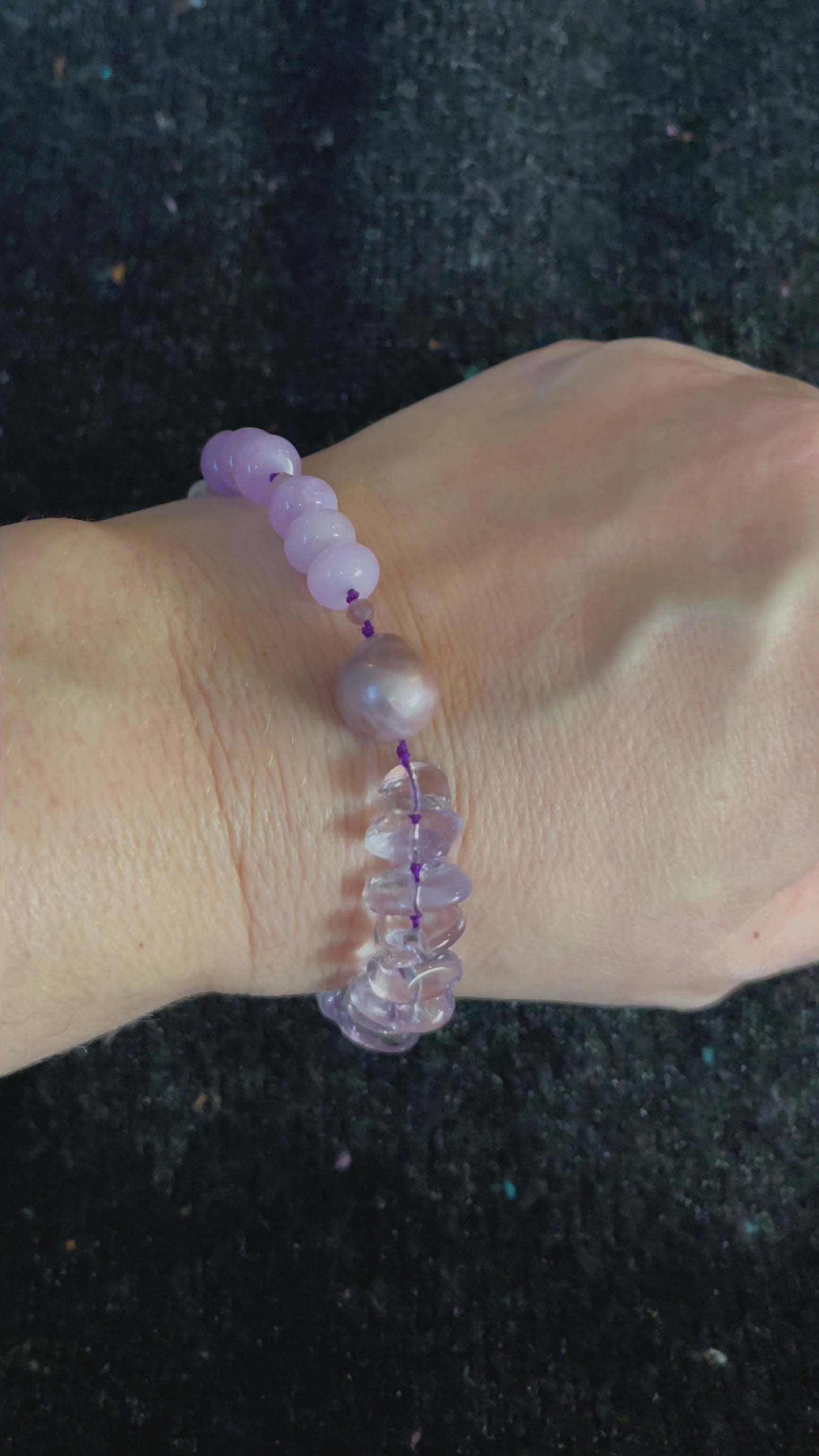 OOAK Amethyst Jade & Pearl Bead Soup Bracelet
