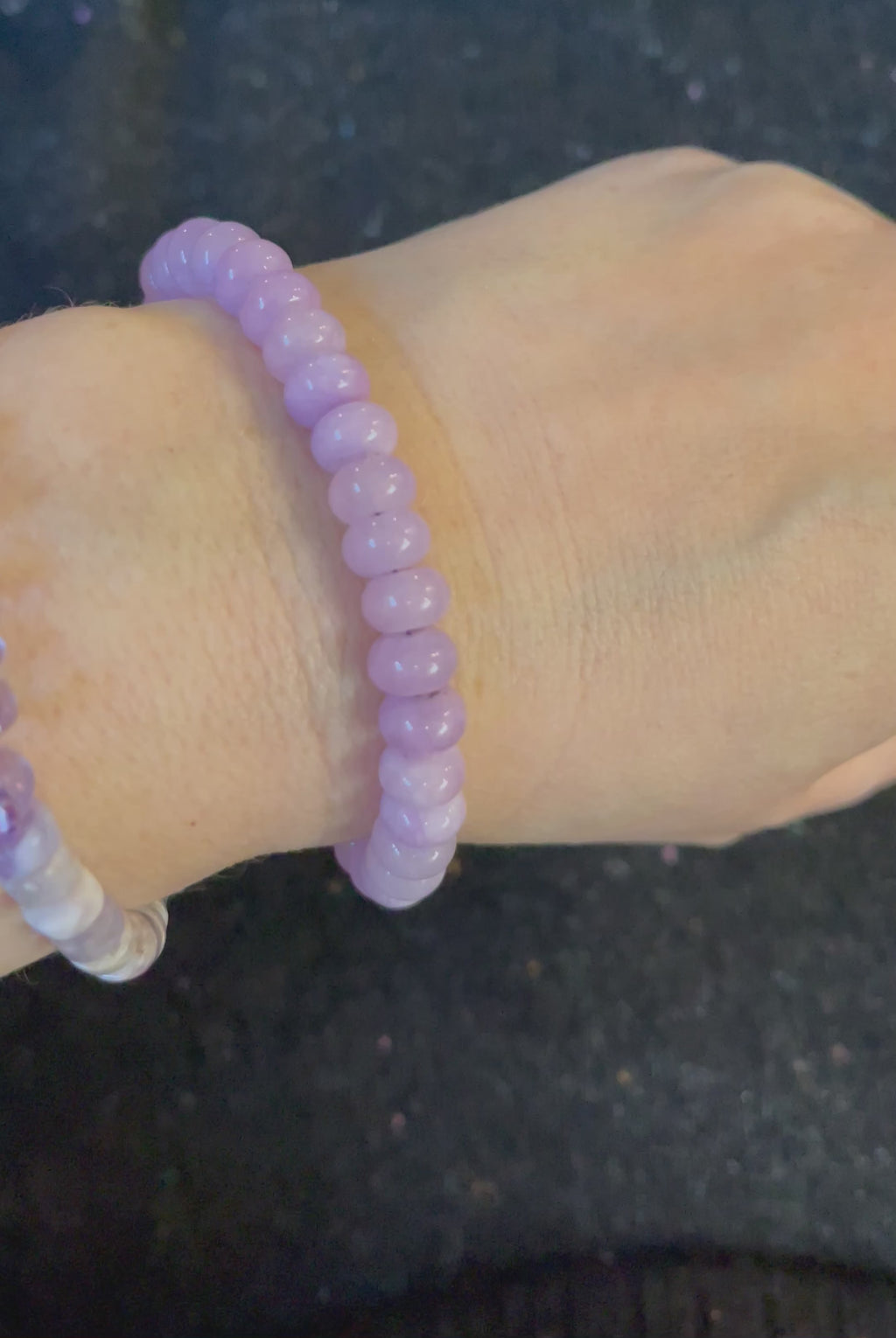 Purple Jade Bracelet: Purple Jade 8mm Rondelle Beads Strung on Purple Silk with a Gold Vermeil Clasp