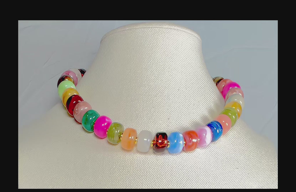 The Color Cashe Strand: Gemstone looking resin beads w/ gold accents