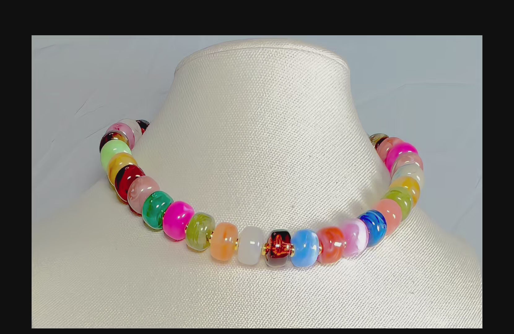 The Color Cashe Strand: Gemstone looking resin beads w/ gold accents