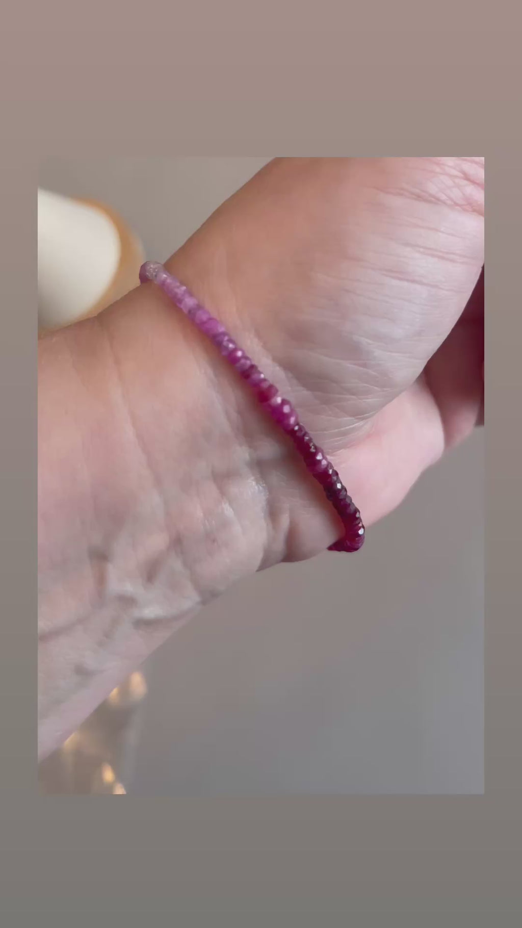 Gradient Ruby Bracelet: Genuine Ruby gemstones Textured gold heart toggle clasp OOAK
