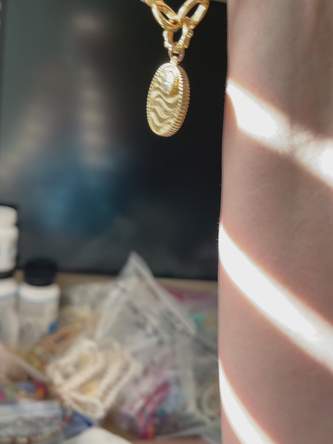 Sunny Day On The Ocean Necklace: One of a Kind Silver Gray Pearls Hand Knotted with Gold Filled Clasp and Charm