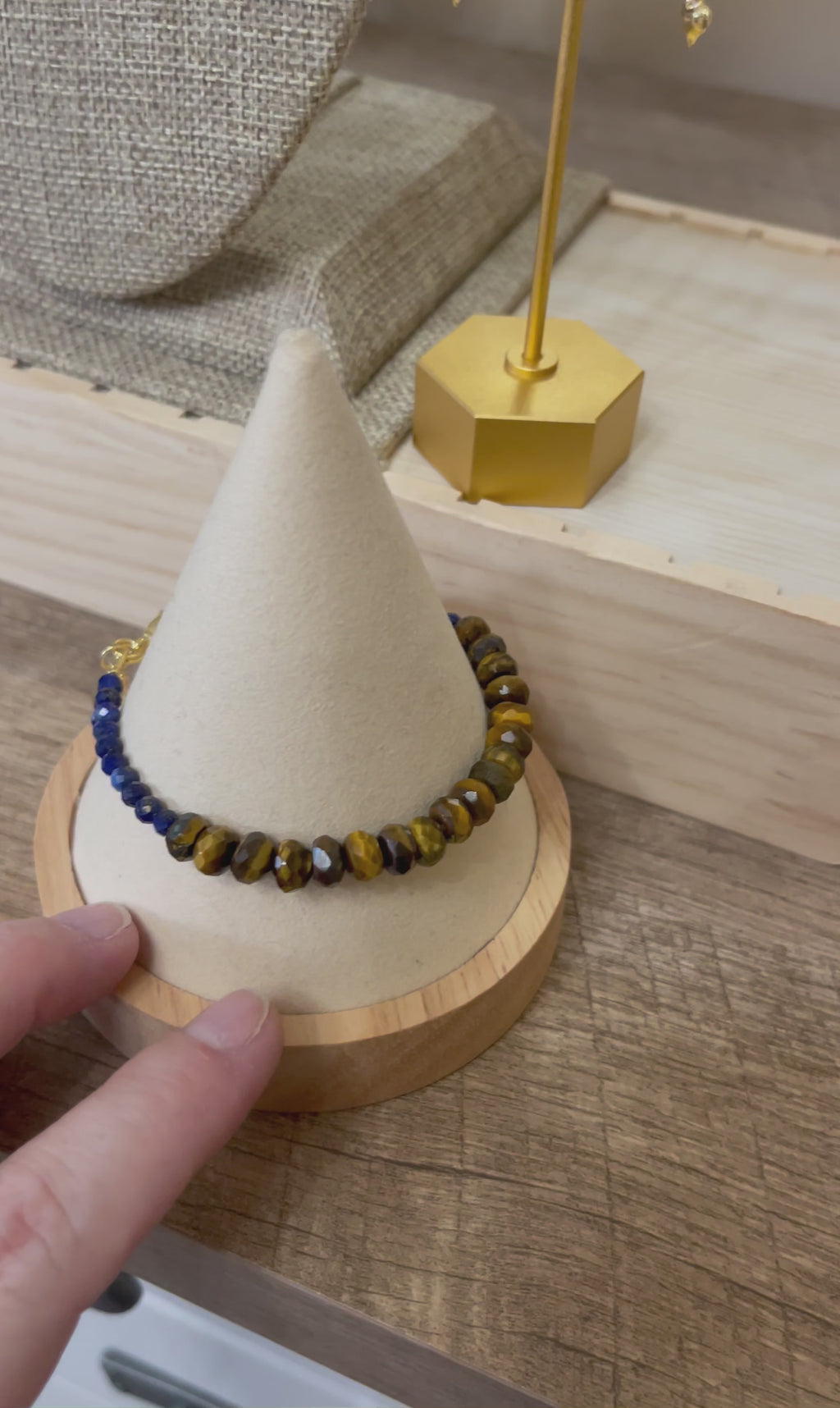 The Horizon Bracelet: Faceted Tiger Eye Meets Faceted Lapis Lazuli OOAK