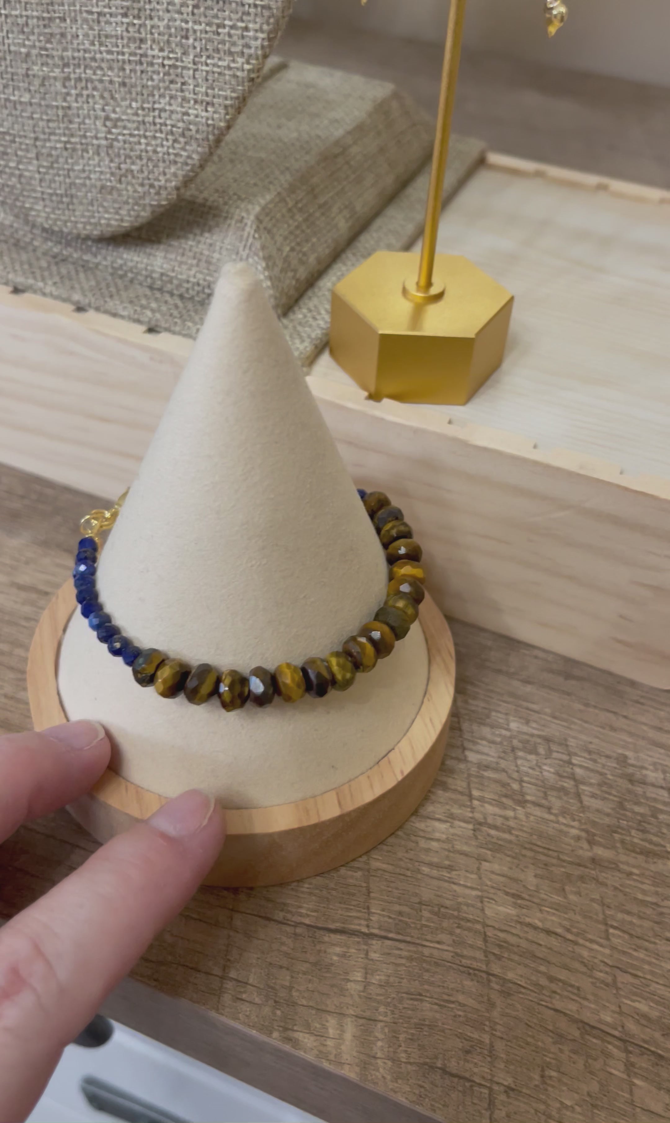 The Horizon Bracelet: Faceted Tiger Eye Meets Faceted Lapis Lazuli OOAK
