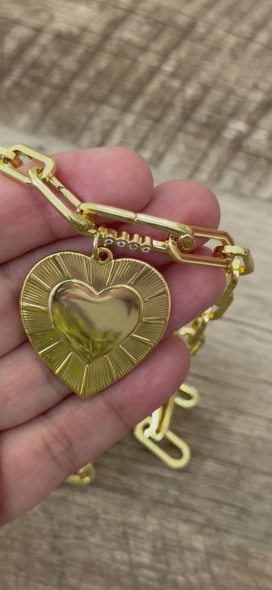 The Forevermore Necklace: Gold Paperclip chain with a stunning heart pendant