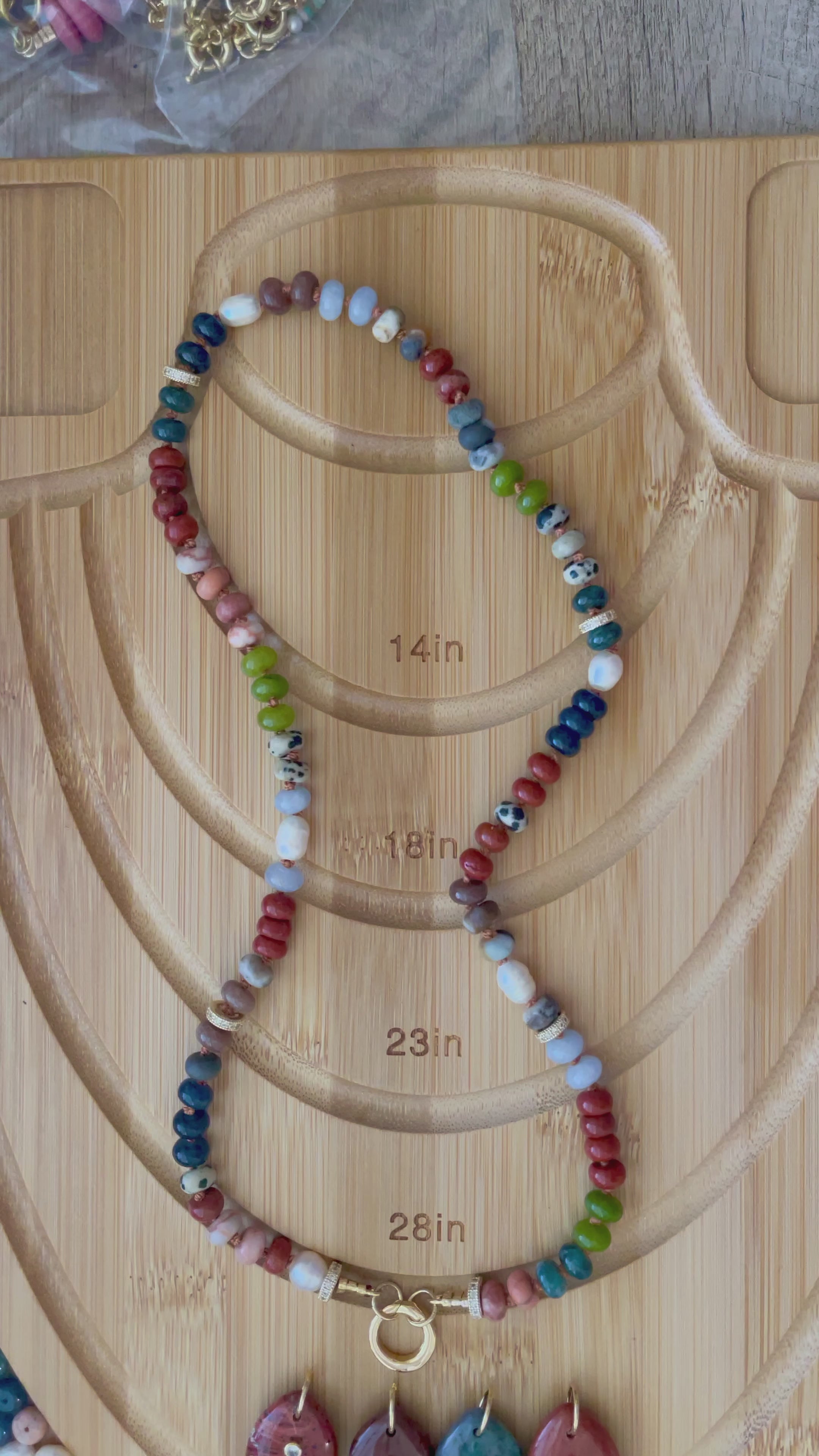 Reel Beauty 🎣 Mixed Gemstone necklace with Gold accents Gemstone fish pendant 4 options