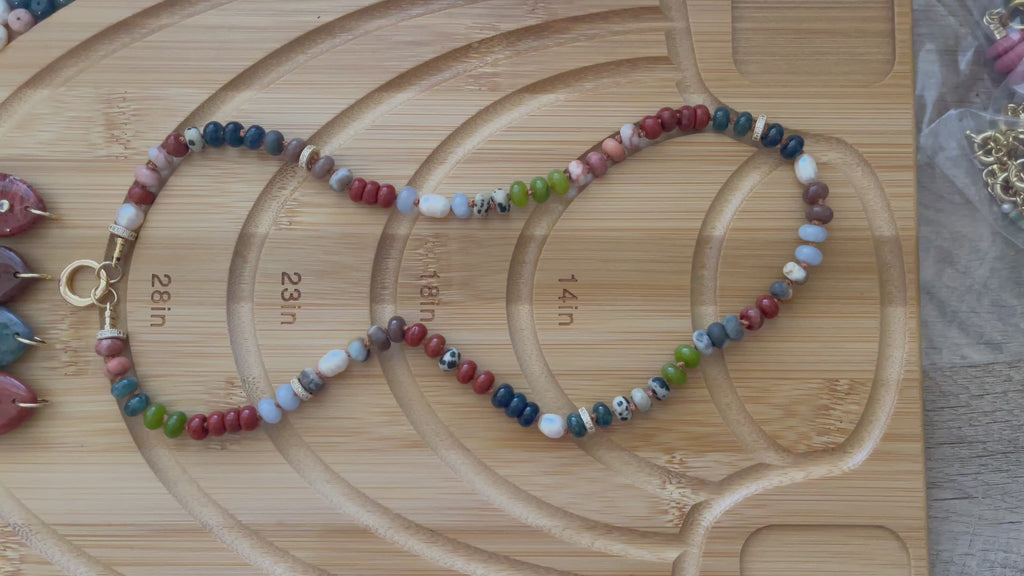 Reel Beauty 🎣 Mixed Gemstone necklace with Gold accents Gemstone fish pendant 4 options
