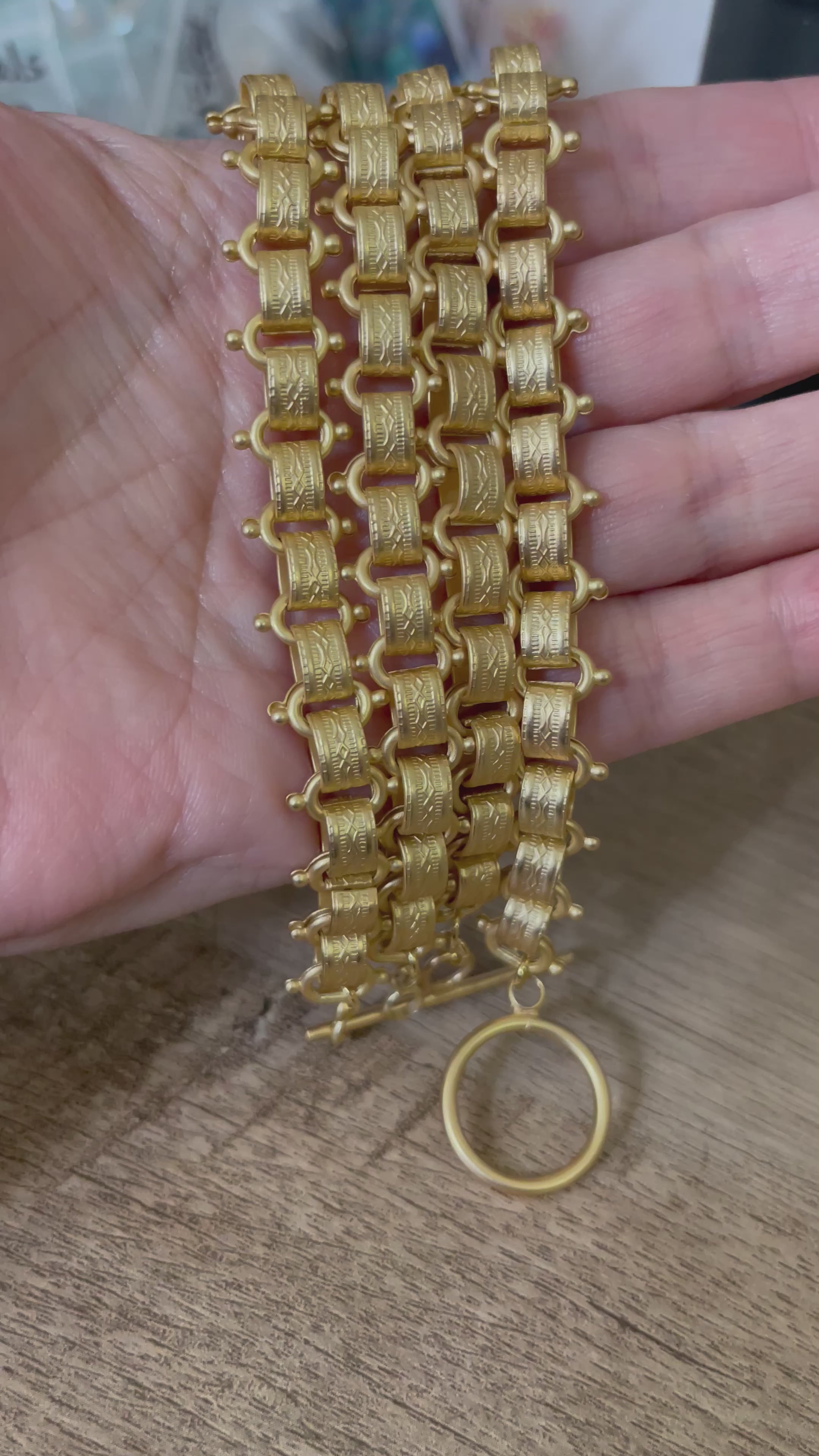 Book Chain Bracelet: Matte Gold Vintage Style Reproduction Chain
